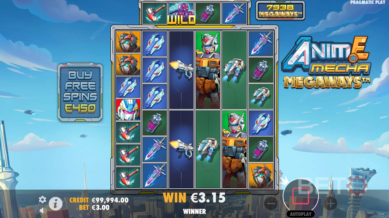 Giải thích về các tính năng bổ sung trong Anime Mecha Megaways của Pragmatic Play