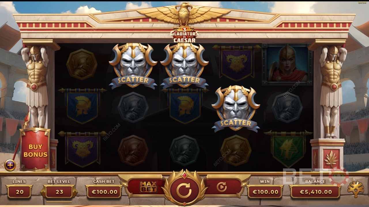 Đánh giá 3 Gladiators vs Caesar của BETO Slots