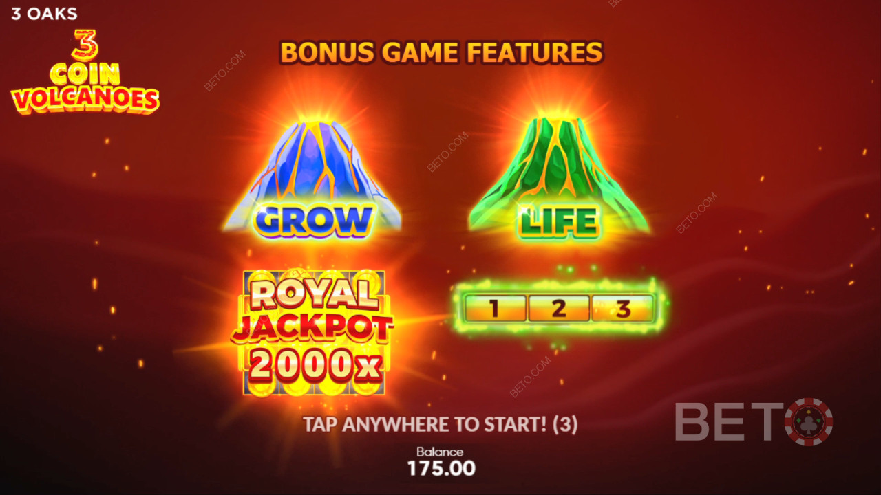 Các tính năng thưởng được giải thích trong 3 Coin Volcanoes của 3 Oaks Gaming
