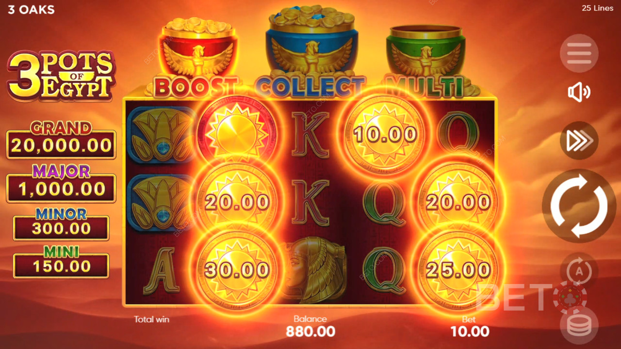 Đánh giá 3 Pots of Egypt của BETO Slots