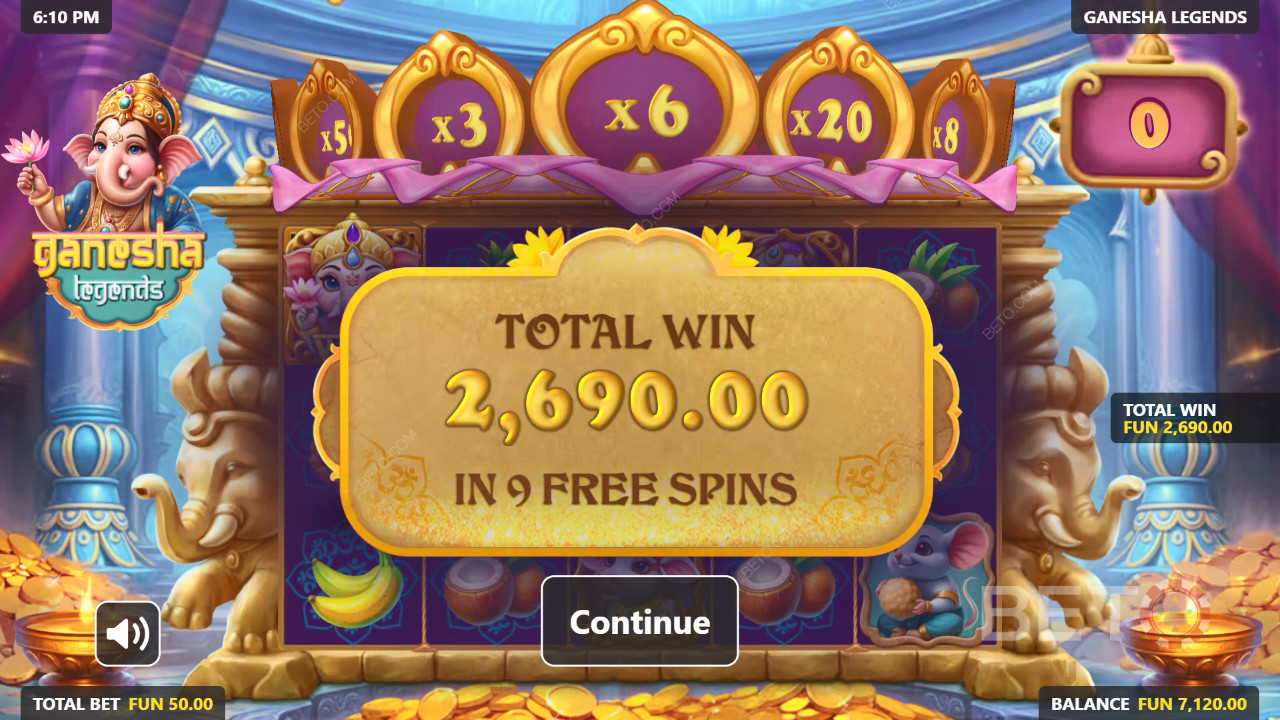 Thắng 5.000 lần tiền cược của bạn trong trò chơi Ganesha Legends!