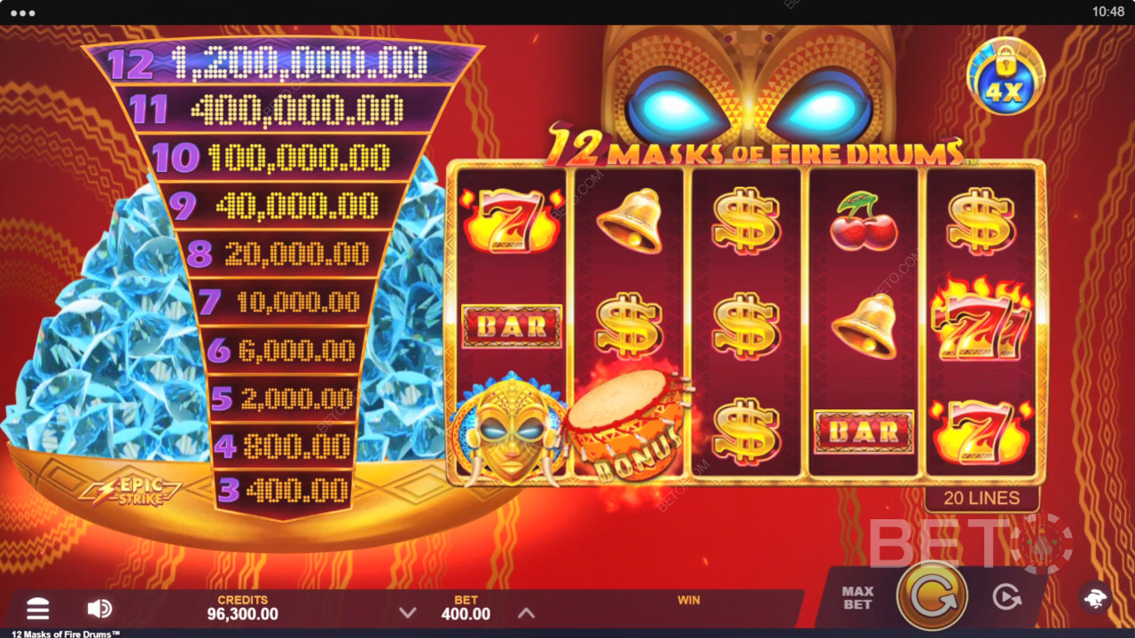 Cách chơi 12 Masks of Fire Drums của Gameburger Studios