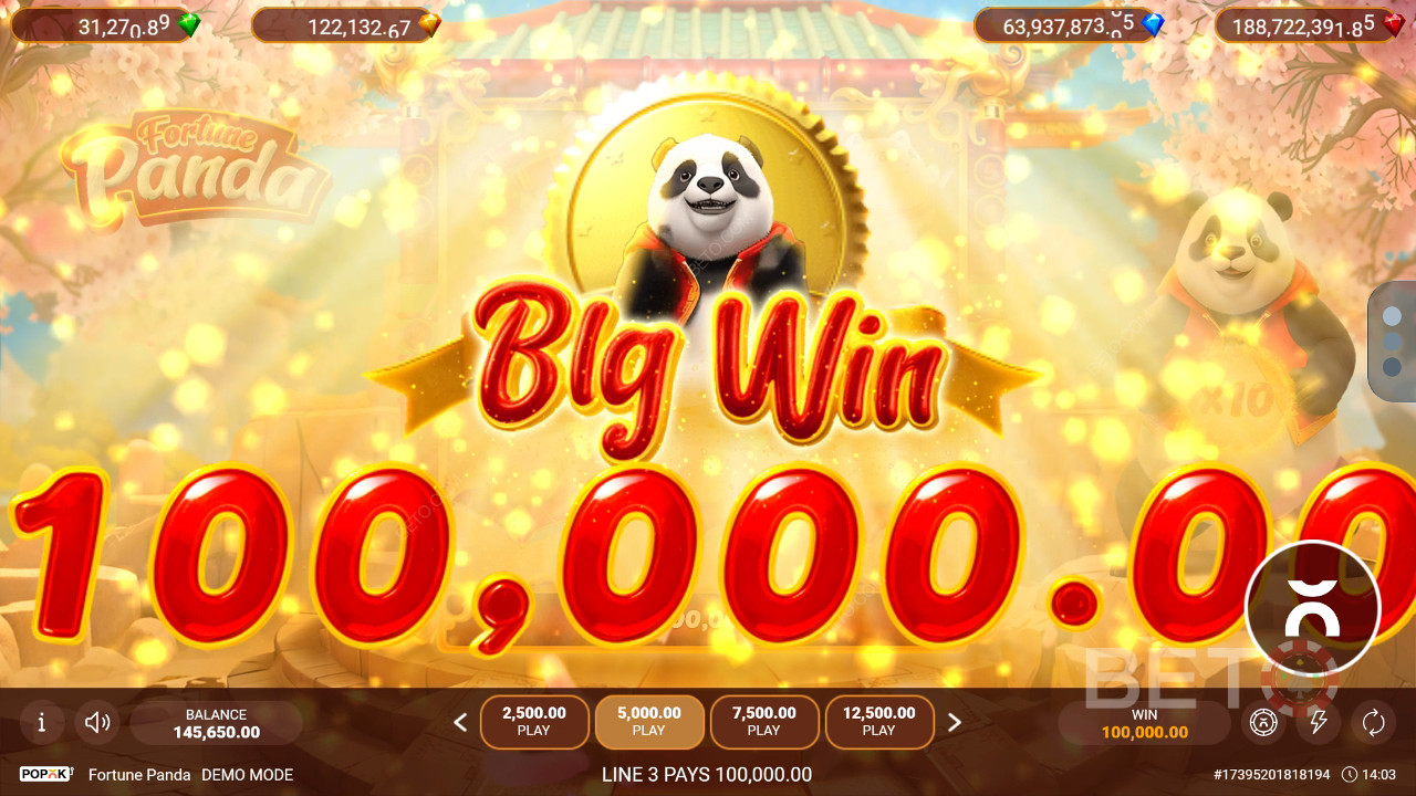 Thắng 2.500 lần tiền cược của bạn trong trò chơi Fortune Panda Slot trực tuyến!