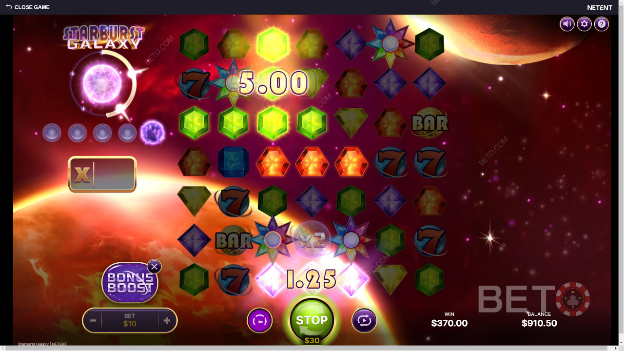 Giải thích về các tính năng bổ sung trong Starburst Galaxy của NetEnt