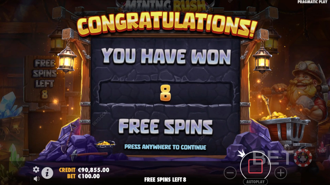 Giải thích về các tính năng thưởng trong Mining Rush của Pragmatic Play