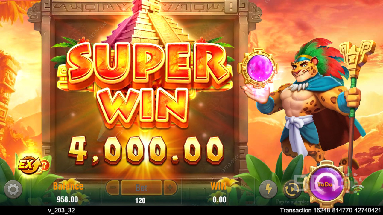 Thắng 4.500 lần tiền cược của bạn trong trò chơi video slot Lucky Jaguar!