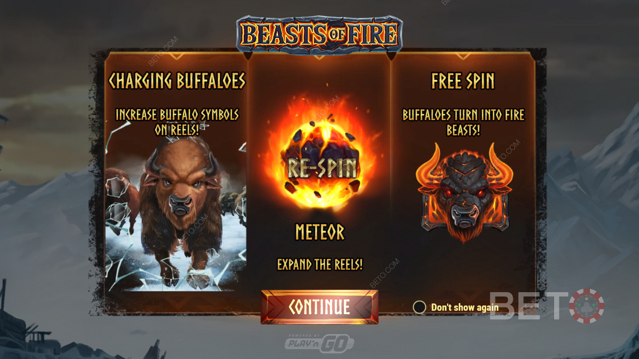 Màn hình giới thiệu của Beasts of Fire hiển thị thông tin về lối chơi