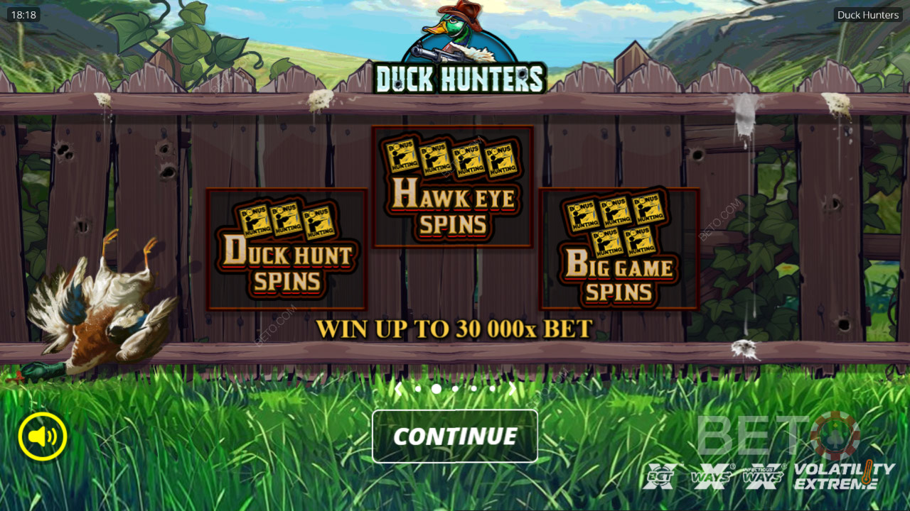Thắng 30.000 lần tiền cược của bạn trong trò chơi Duck Hunters Slot!