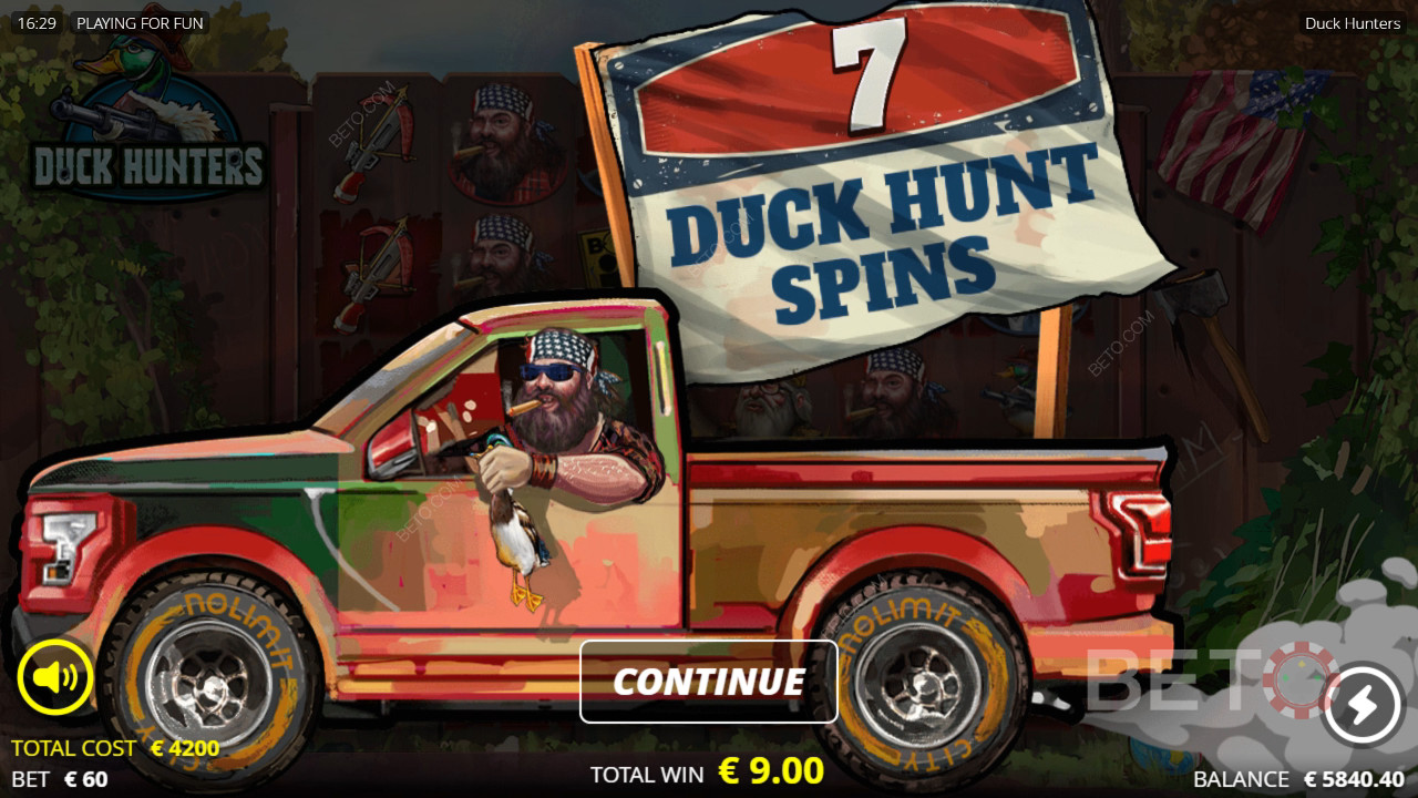 Giải thích về các tính năng thưởng trong Duck Hunters của Nolimit City