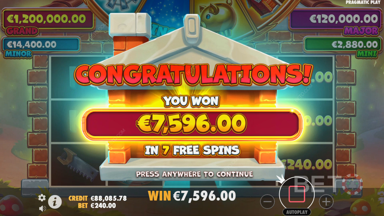 Thắng gấp 10.000 lần tiền cược của bạn trong trò chơi xèng video Brick House Bonanza!