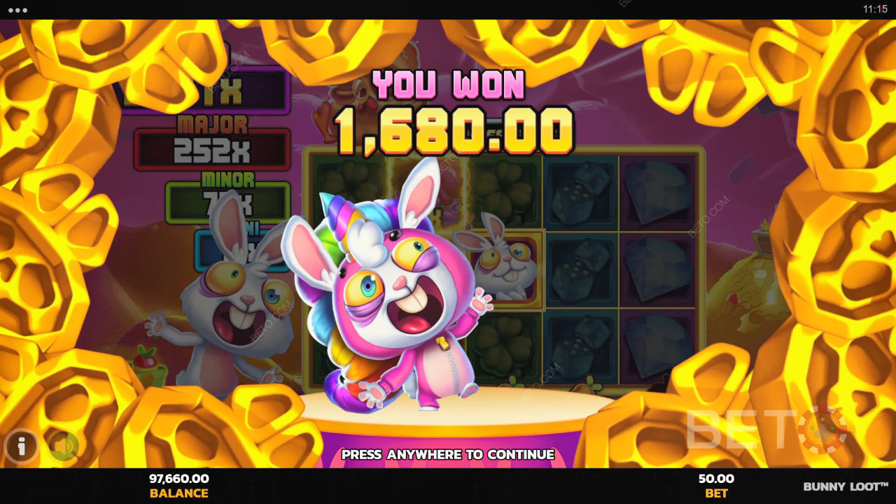 Thắng 5.000 lần tiền cược của bạn trong trò chơi slot trực tuyến Bunny Loot!