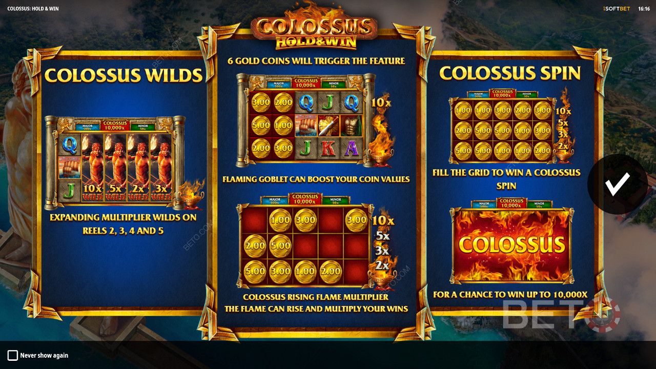 Thưởng thức Colossus Wilds, Respins và Jackpots trong Colossus: Hold and Win slot