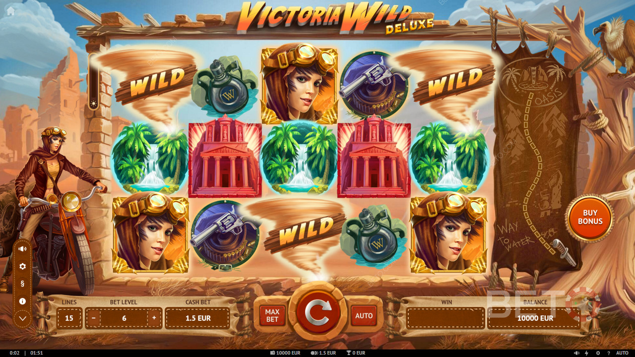 Kiếm được tới 25.000 lần số tiền đặt cược của bạn trong máy đánh bạc Victoria Wild Deluxe