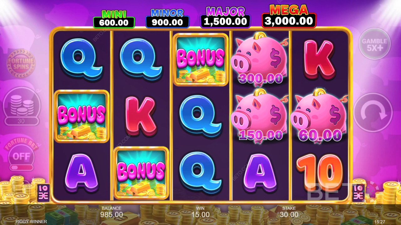 Giải thích về các tính năng thưởng trong Piggy Winner của Inspired Gaming