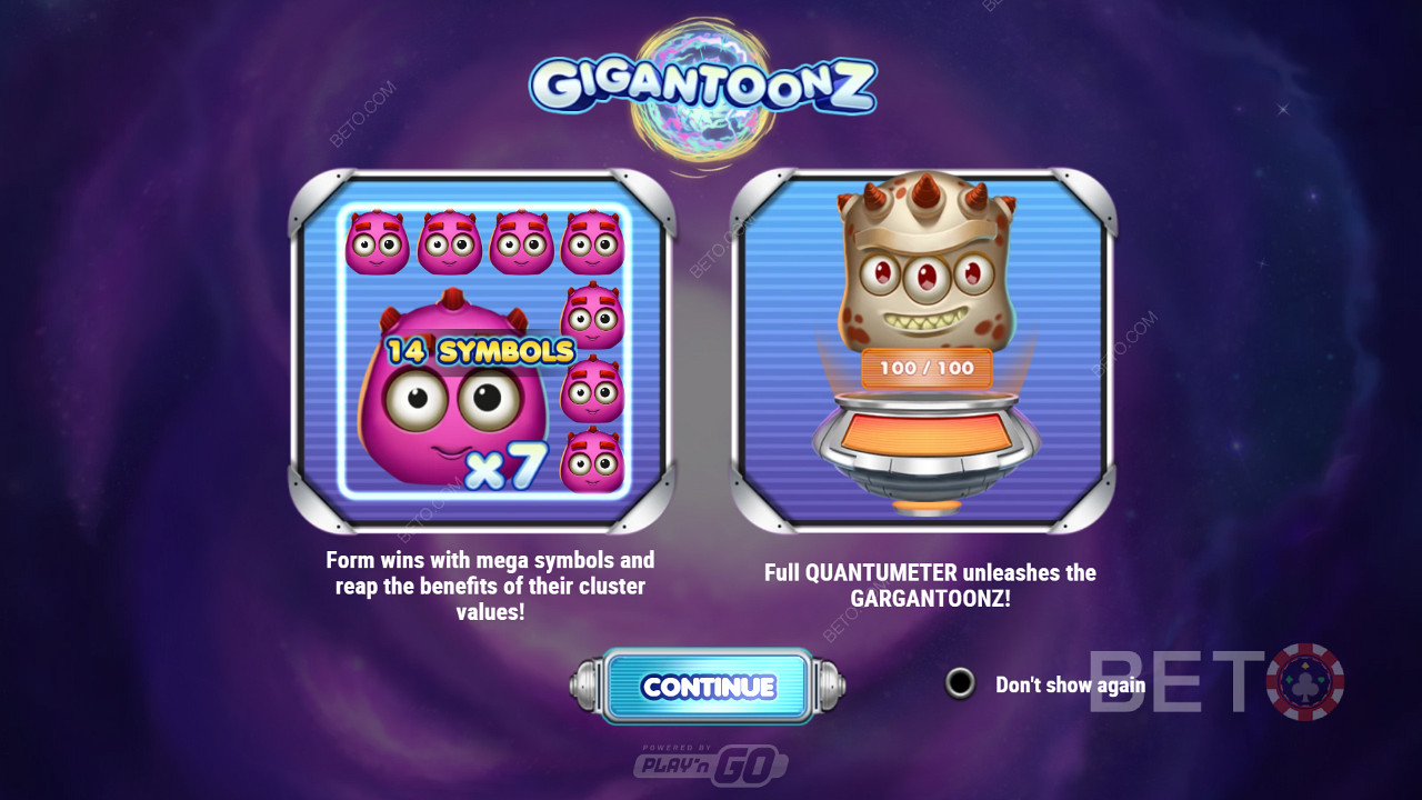 Thưởng thức các biểu tượng Mega, 4 công cụ sửa đổi và chiến thắng cụm trong khe Gigantoonz