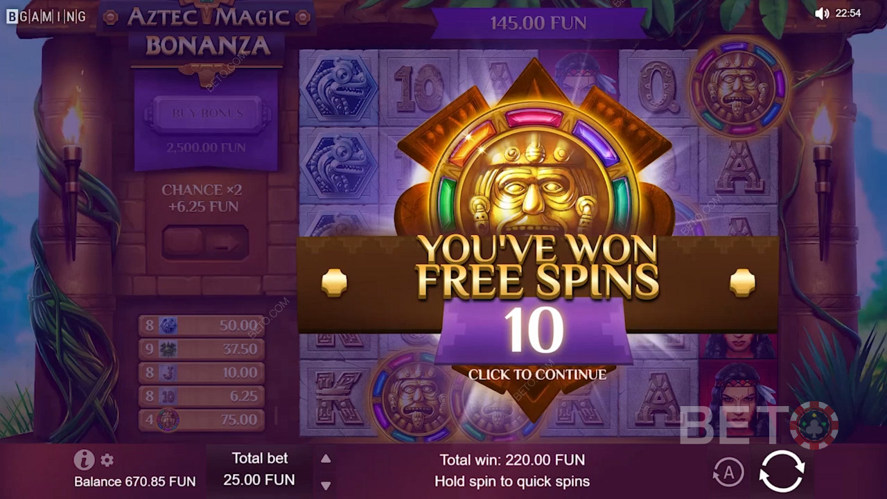 Giành chiến thắng lớn trong Vòng quay miễn phí trong máy đánh bạc sòng bạc Aztec Magic Bonanza