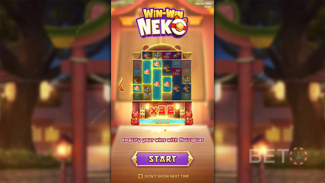 Thắng gấp 5.000 lần tiền cược của bạn trong trò chơi đánh bạc trực tuyến Win Win Neko!