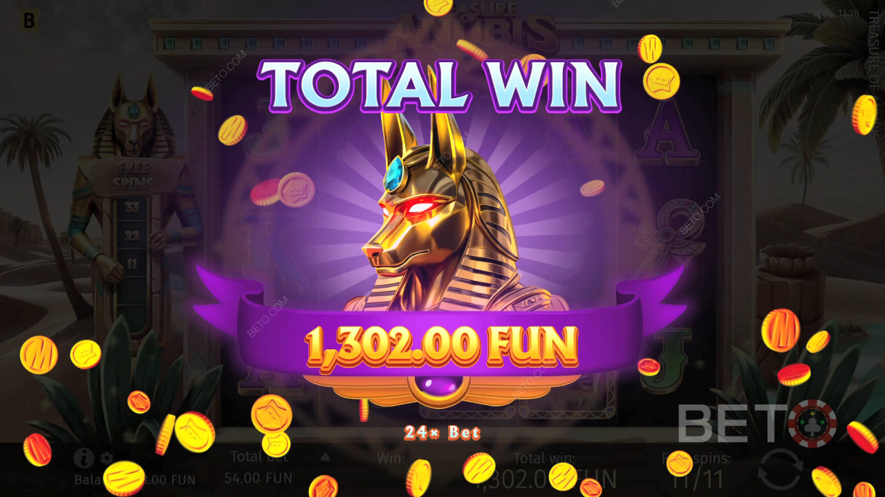 Thắng 1.939 lần tiền cược của bạn trong trò chơi slot trực tuyến Treasure of Anubis!