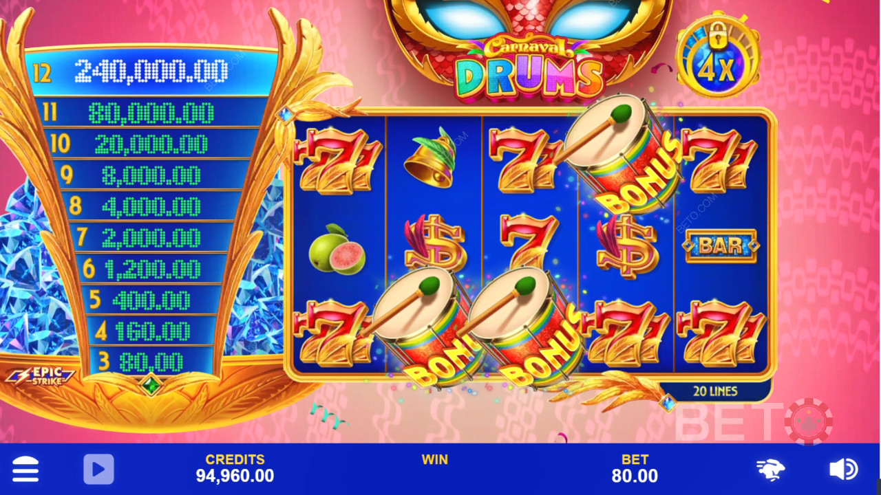 Đánh giá Carnaval Drums của BETO Slots