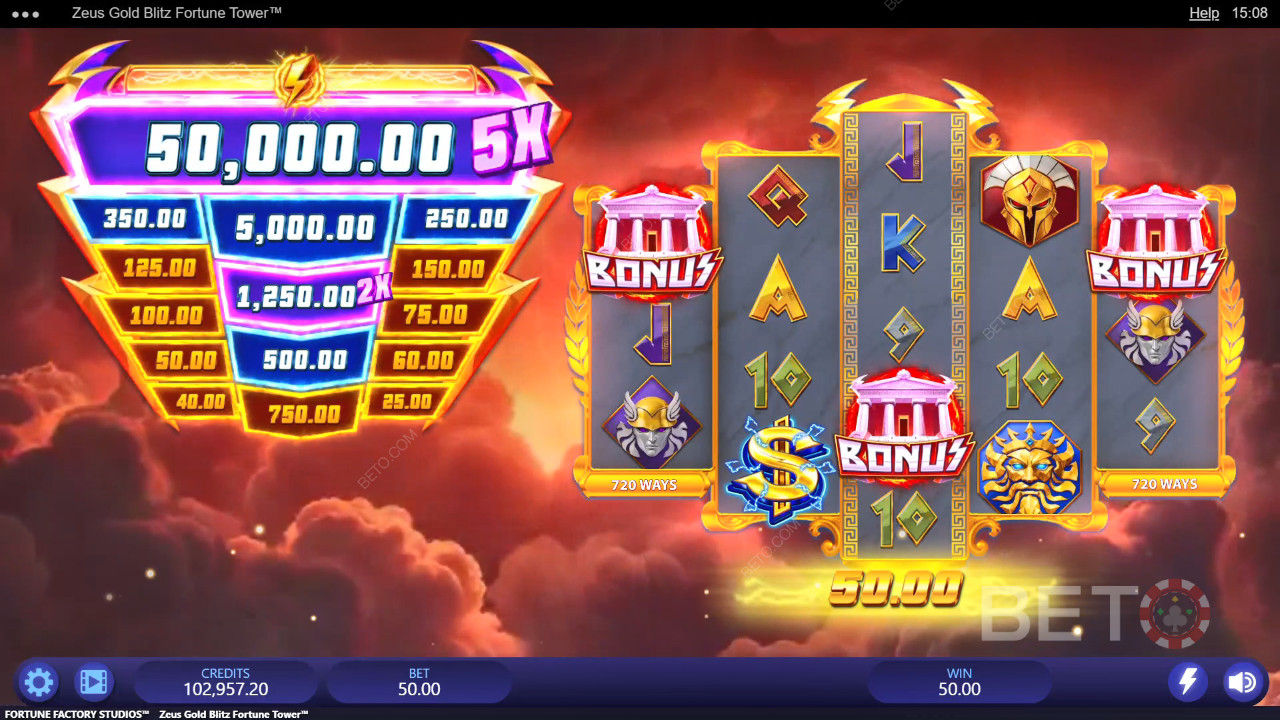 Đánh giá Zeus Gold Blitz Fortune Tower của BETO Slots