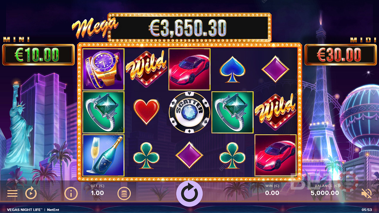 Giải độc đắc Mega tiếp tục tăng trong trò chơi Vegas Night Life