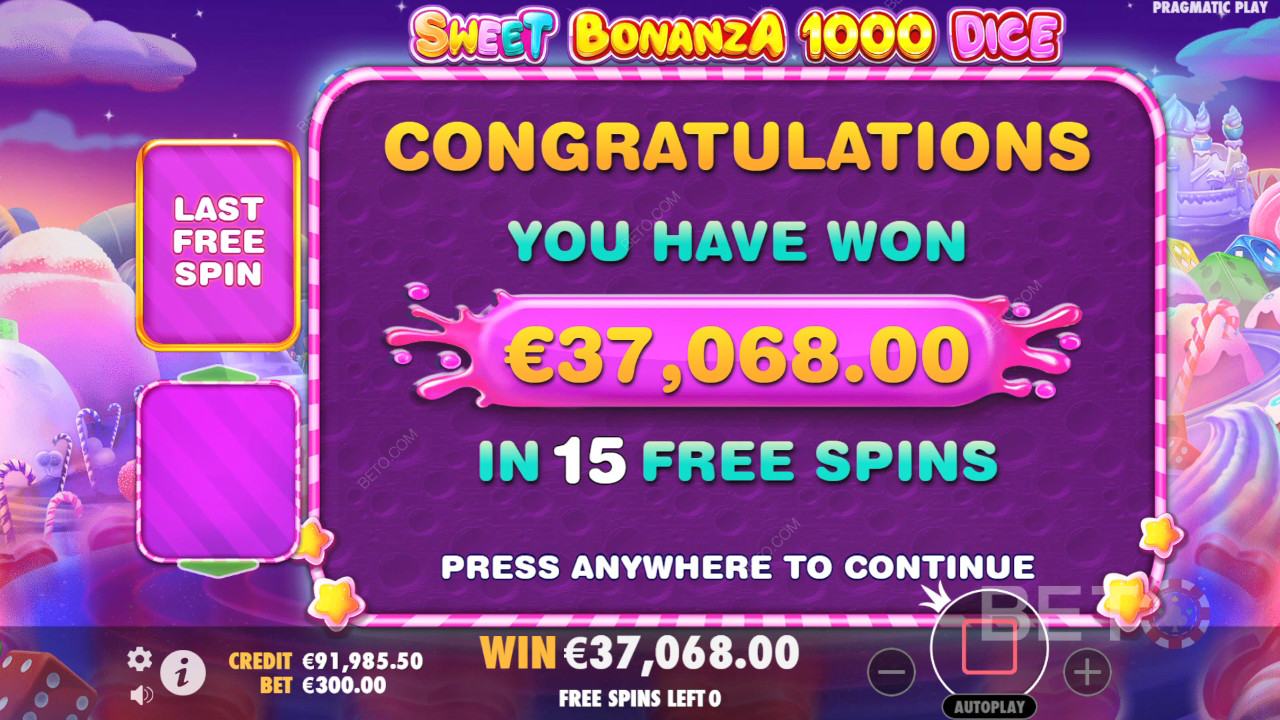 Thắng 25.000 lần tiền cược của bạn trong trò chơi đánh bạc trực tuyến Sweet Bonanza 1000 Dice!