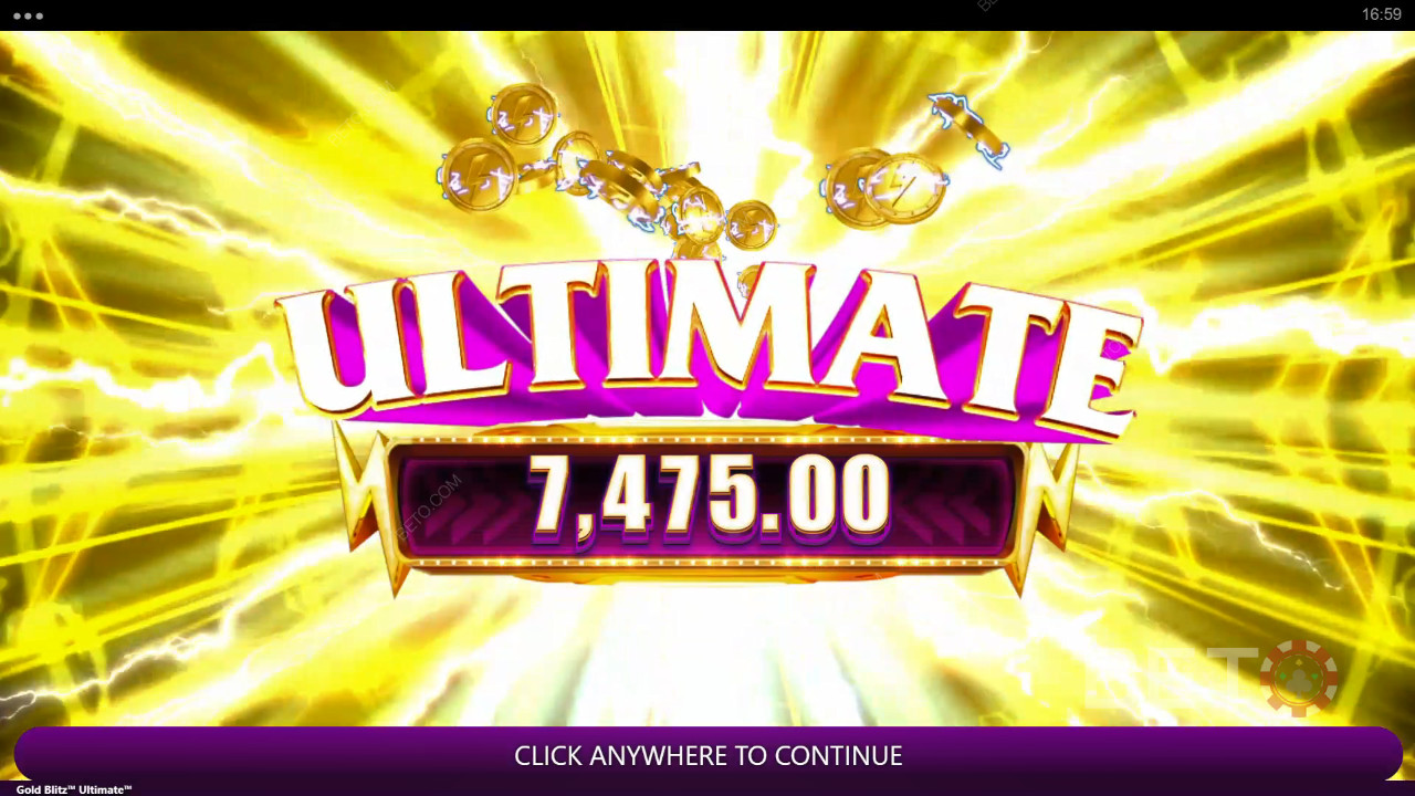 Thắng gấp 2.500 lần tiền cược của bạn trong Máy đánh bạc Gold Blitz Ultimate!