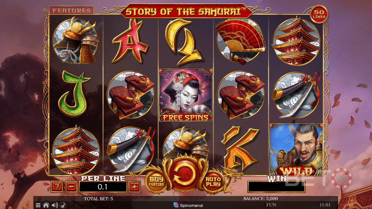 Bạn có thể nhấp vào tính năng Mua để mua Vòng quay miễn phí trong máy đánh bạc Story of The Samurai
