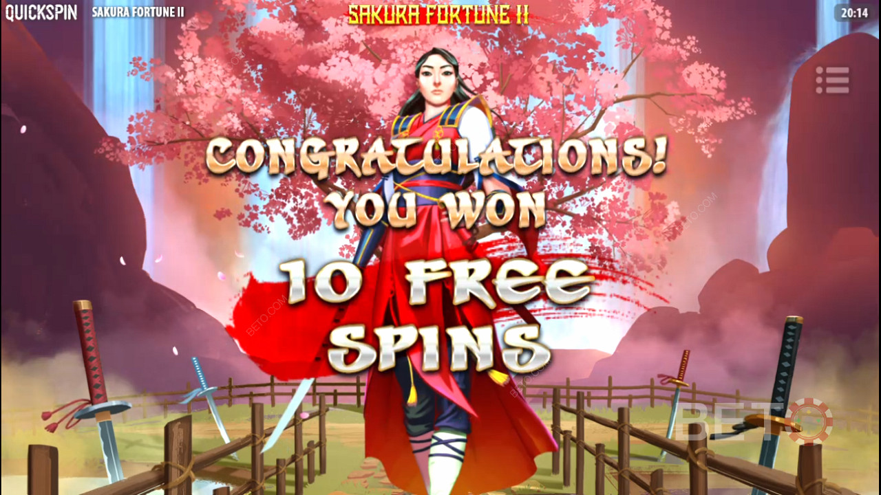 Vòng quay miễn phí là tính năng thú vị nhất của trò xèng Sakura Fortune 2