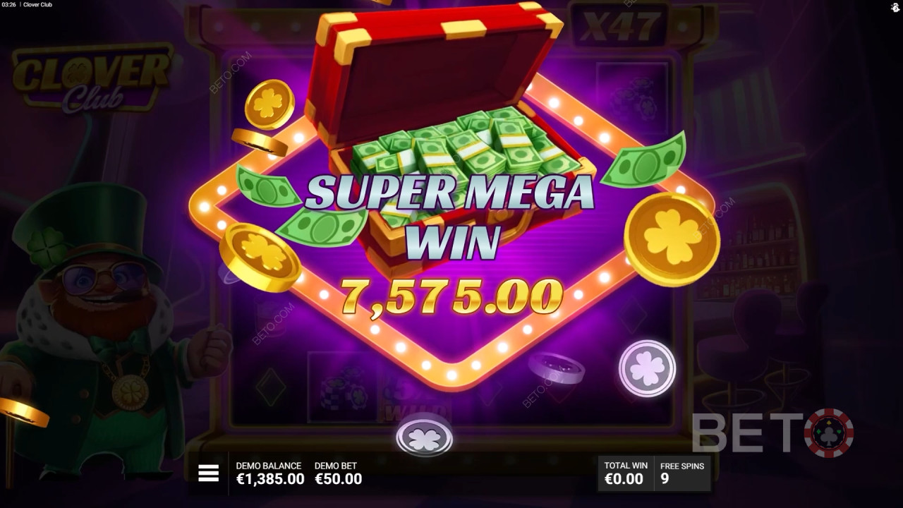Giành chiến thắng gấp 12.000 lần tiền cược của bạn trong trò chơi slot Clover Club!