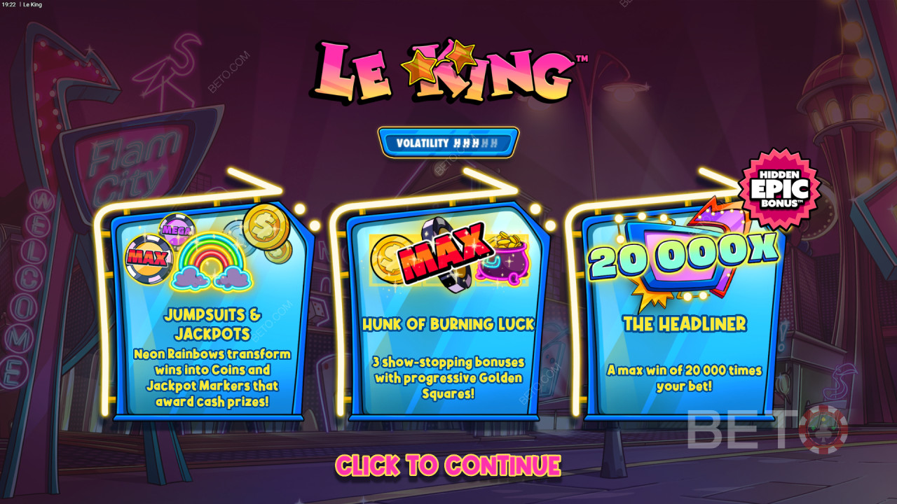 Giành chiến thắng gấp 20.000 lần tiền cược của bạn trong trò chơi slot trực tuyến Le King!