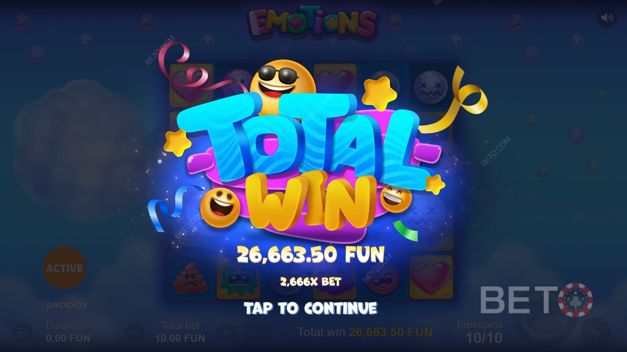 Giành chiến thắng gấp 15.000 lần tiền cược của bạn trong trò chơi slot trực tuyến Emotions!