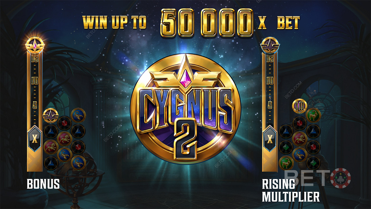 Phần thắng lớn nhất gấp 50.000 lần số tiền đặt cược của bạn trong máy đánh bạc Cygnus 2