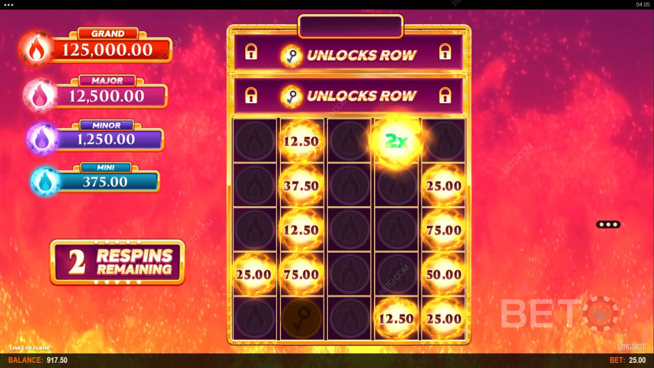 Giành chiến thắng gấp 10.000 lần tiền cược của bạn trong trò chơi slot Links of Flame!