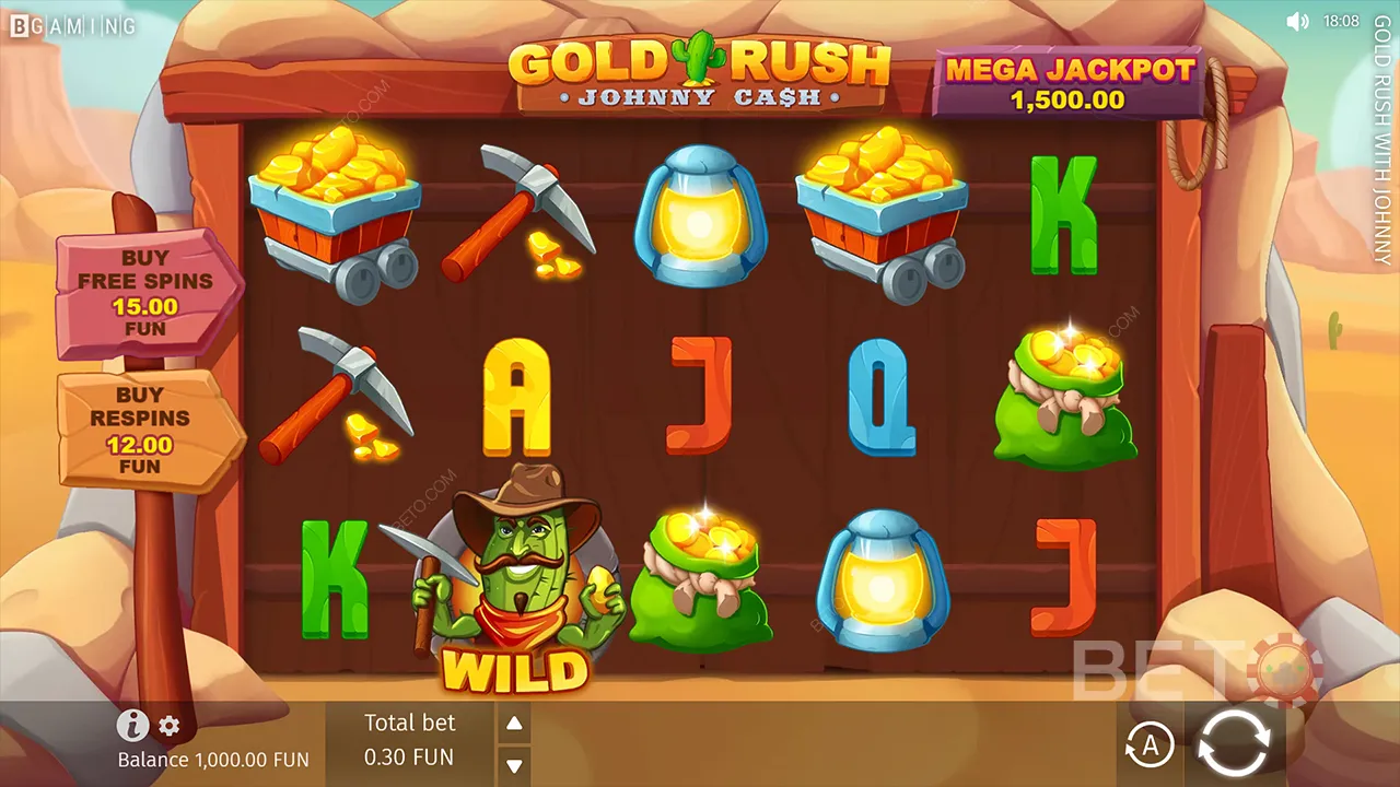 Gameplay của Gold Rush With Johnny Cash video slot