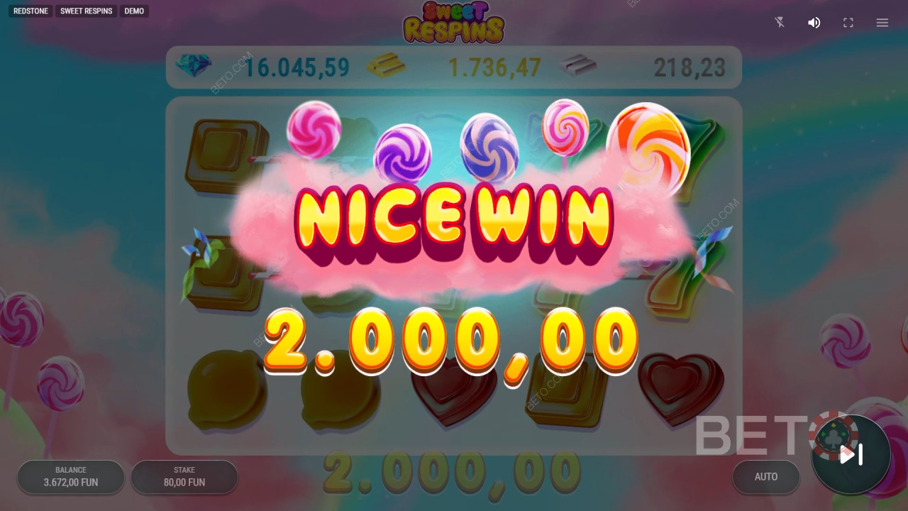 Giành chiến thắng gấp 10.000 lần tiền cược của bạn trong trò chơi slot trực tuyến Sweet Respins!