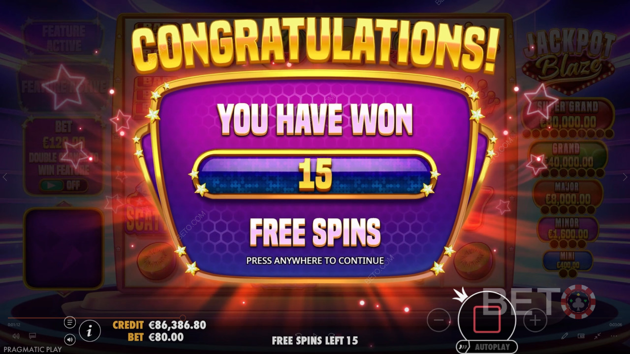 Giành chiến thắng gấp 5.000 lần tiền cược của bạn trong trò chơi slot Jackpot Blaze!