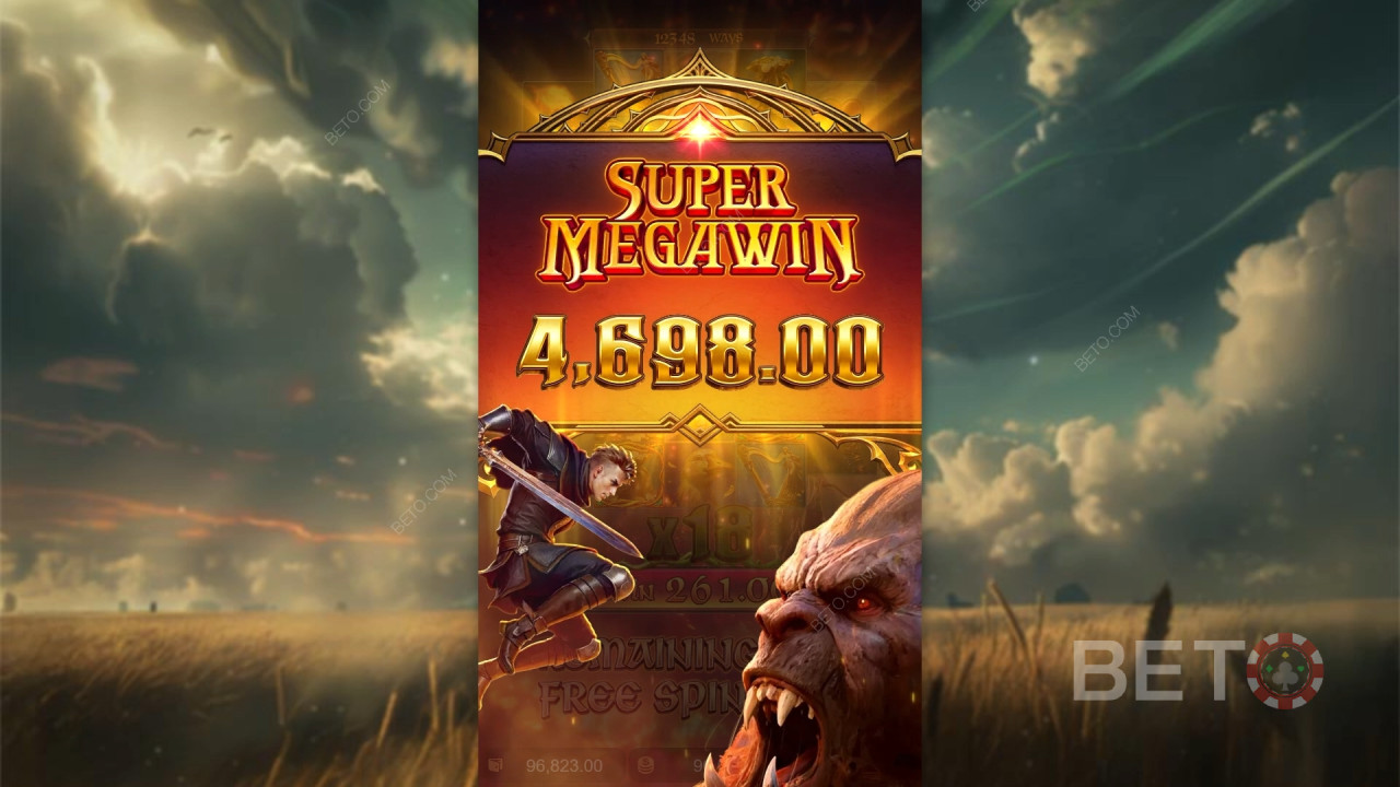 Giành chiến thắng gấp 10.000 lần tiền cược của bạn trong trò chơi slot trực tuyến Jack the Giant Hunter!