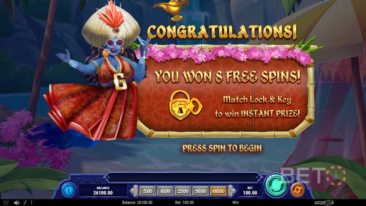 Giành chiến thắng gấp 1.234 lần tiền cược của bạn trong trò chơi slot 1001 Mystery Genie Fortunes!