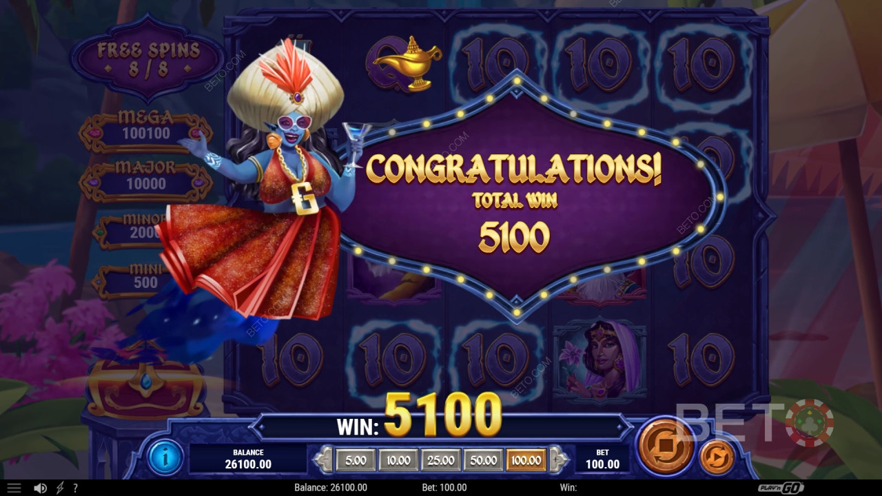 Giải thích các tính năng bổ sung trong trò chơi 1001 Mystery Genie Fortunes của Play