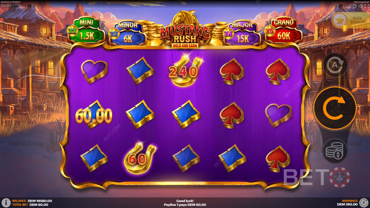 Giải thích các tính năng bổ sung trong Mustang Rush của Mancala Gaming