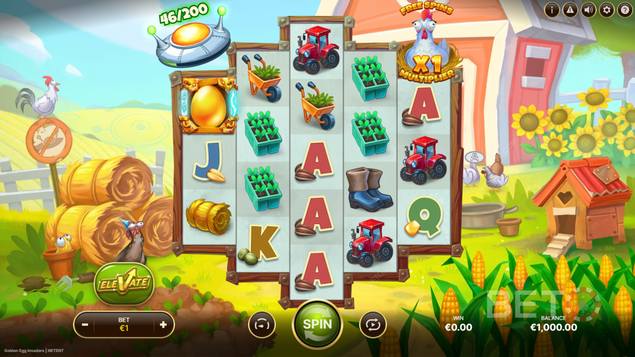 Hướng dẫn chơi game Golden Egg Invaders của NetEnt