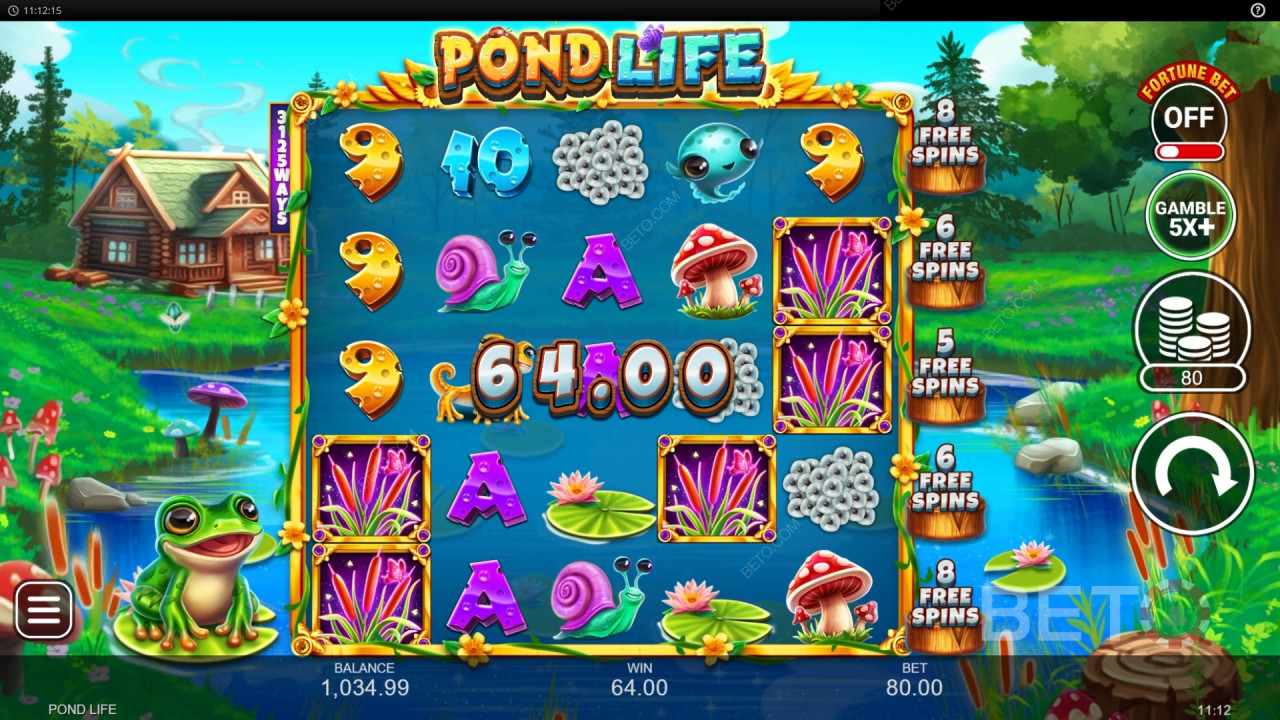 Giành chiến thắng gấp 5.000 lần tiền cược của bạn trong trò chơi slot trực tuyến Pond Life!