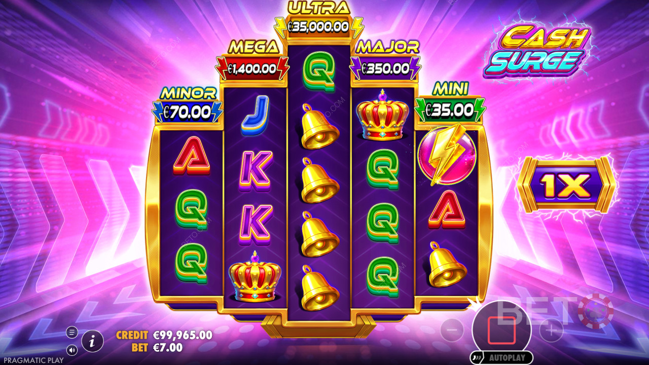 Giành chiến thắng gấp 5.000 lần tiền cược của bạn trong trò chơi slot Cash Surge!