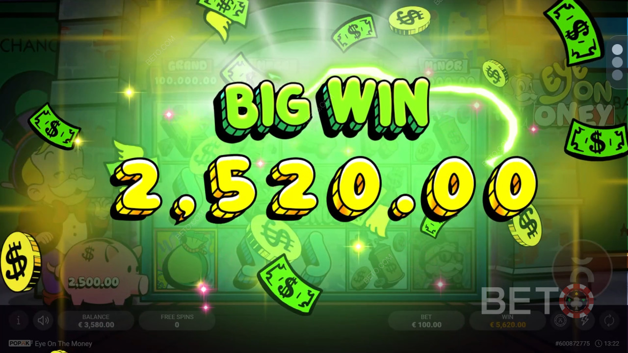 Giành chiến thắng gấp 2.500 lần tiền cược của bạn trong trò chơi slot trực tuyến Eye on the Money!