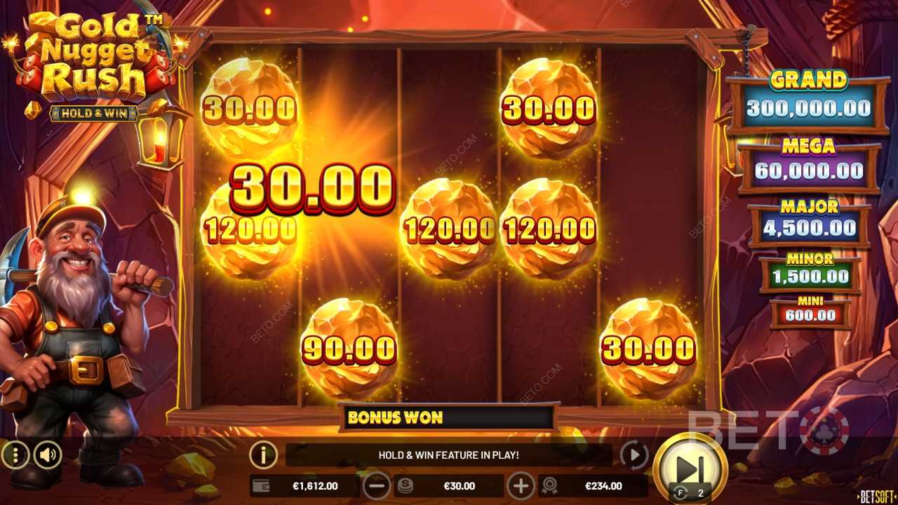 Hướng dẫn cách chơi Gold Nugget Rush của Betsoft