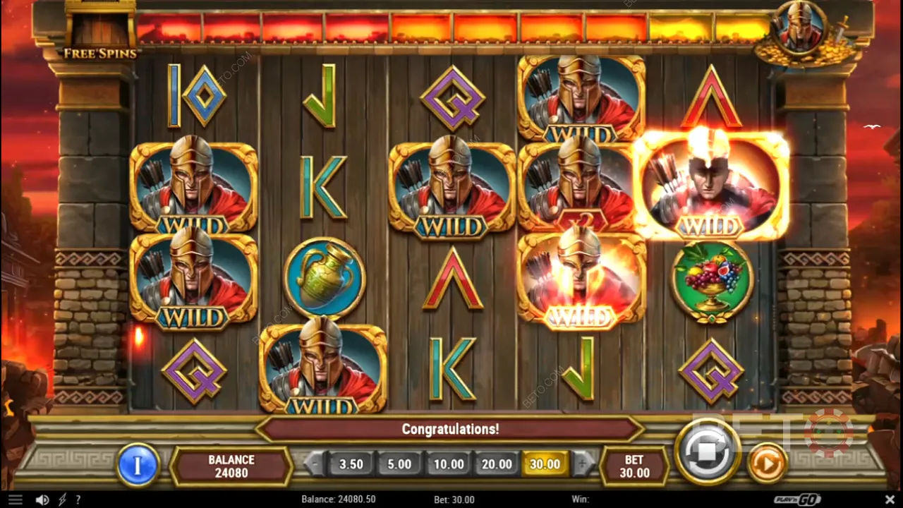 Gameplay của máy đánh bạc video Gates of Troy