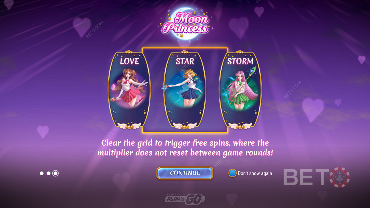 Chọn loại Vòng quay miễn phí bạn muốn trong máy đánh bạc Moon Princess