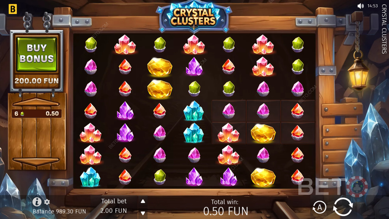 Giải thích các tính năng bổ sung trong Crystal Clusters của BGaming