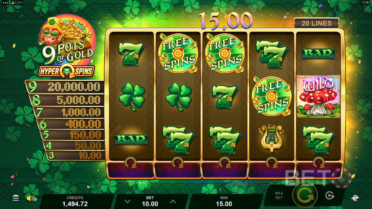 Đánh giá 9 Pots of Gold HyperSpins của BETO Slots